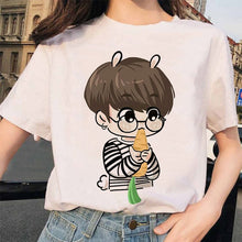 Load image into Gallery viewer, Summer 2020 new women&#39;s tee cartoon Bulletproof Boys BTS Style DIY Doll Adorable Korean-style Casual Slim Fit Crew neck T-shirt
