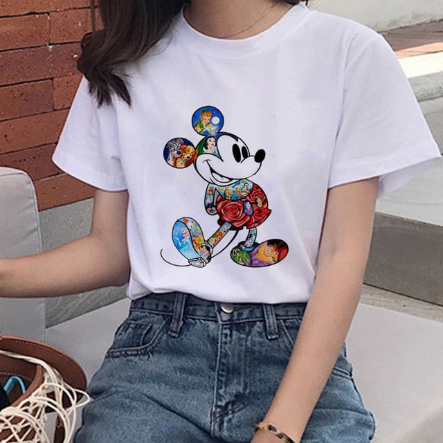 Vintage Mouse Punk T-shirt Women Sale Casual Harajuku Crew Short Sleeve T-shirt Summer Fashion T Shirt Tee Tops Female T-Shirts