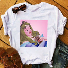 Load image into Gallery viewer, Summer Cartoon T-Shirt Princess Print Casual Woman Tshirts Harajuku Tops Aesthetics T-Shirt Punk Short Sleeve Womens T-Shirt
